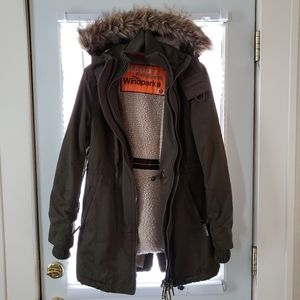 Superdry green wind parka
